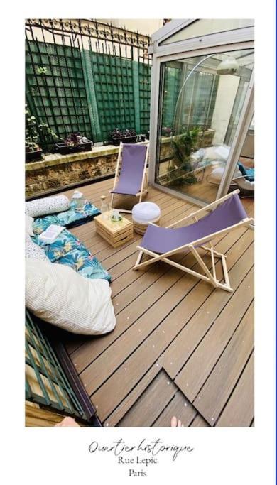 Villa Lepic, Luxury Flat In Montmartre With Private Terrasse-Appartement Entier 파리 외부 사진